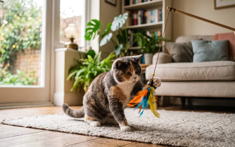 Cat playing with a wand toy instead of hands, a fix for why does my cat bite me